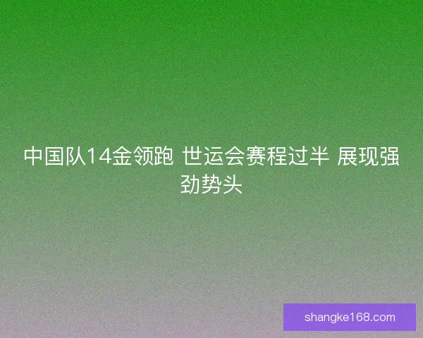 中国队14金领跑 世运会赛程过半 展现强劲势头