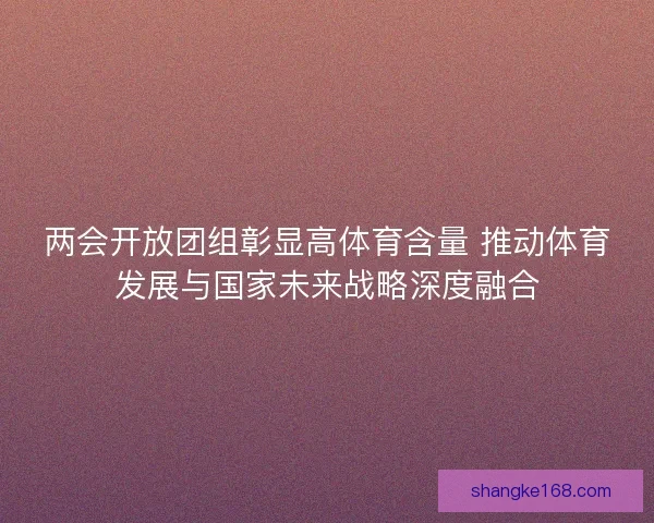 两会开放团组彰显高体育含量 推动体育发展与国家未来战略深度融合