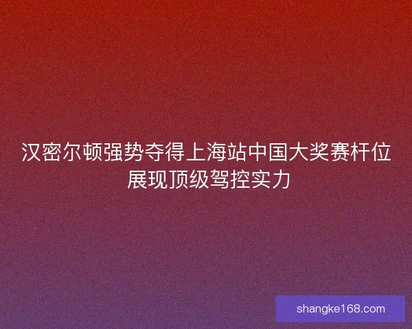 汉密尔顿强势夺得上海站中国大奖赛杆位 展现顶级驾控实力