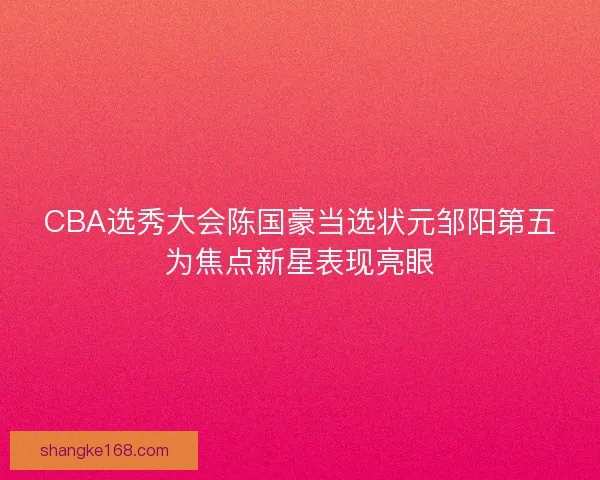 CBA选秀大会陈国豪当选状元邹阳第五为焦点新星表现亮眼