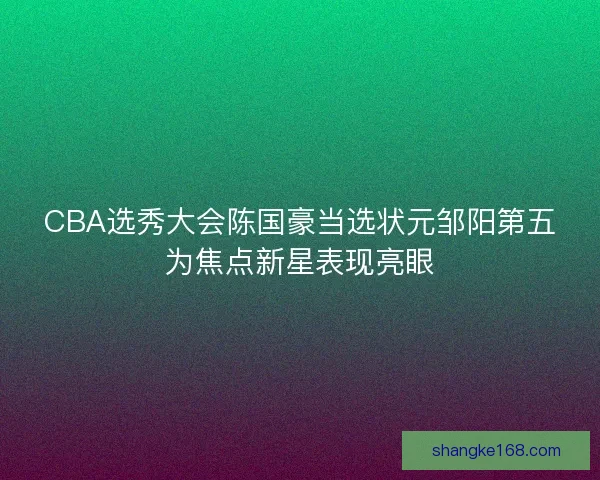 CBA选秀大会陈国豪当选状元邹阳第五为焦点新星表现亮眼