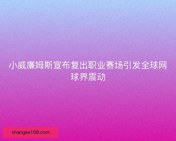 小威廉姆斯宣布复出职业赛场引发全球网球界震动